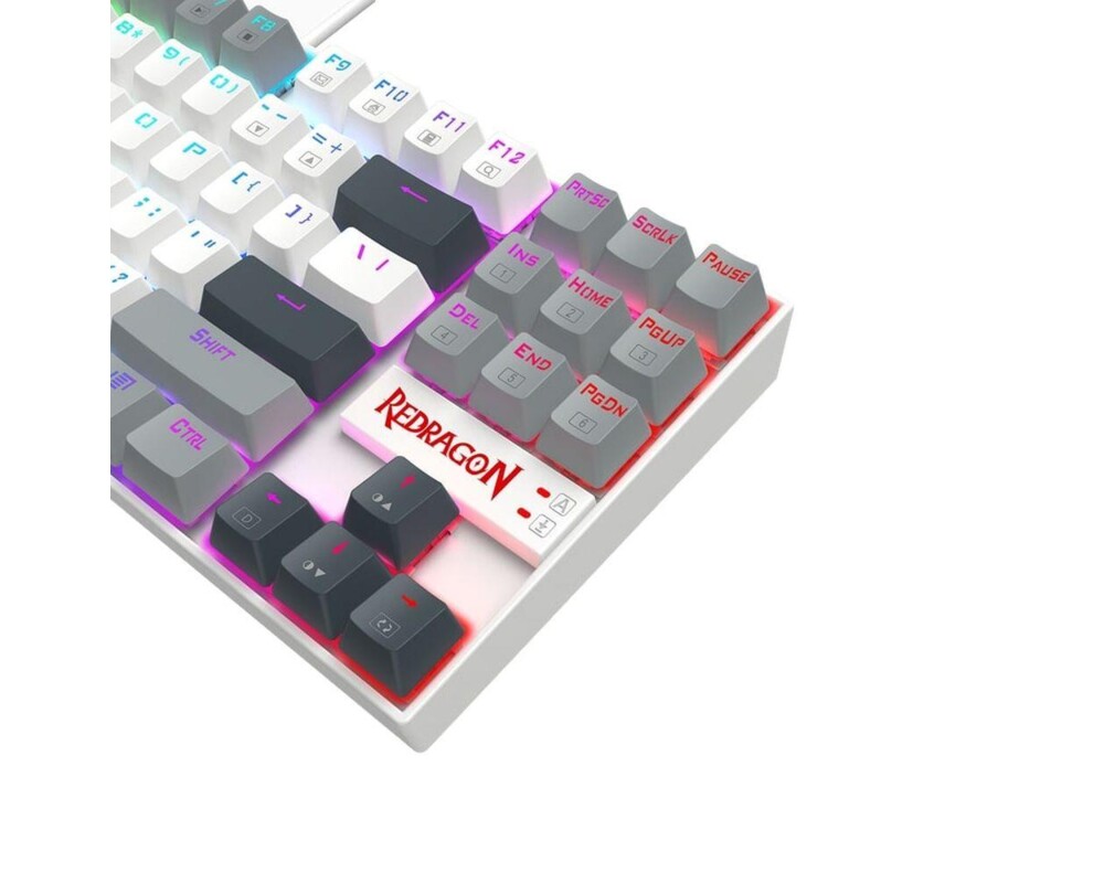 Клавиатура Redragon Kumara K552WGL-RGB с RGB осветление и red switches - бяла със сиво 6