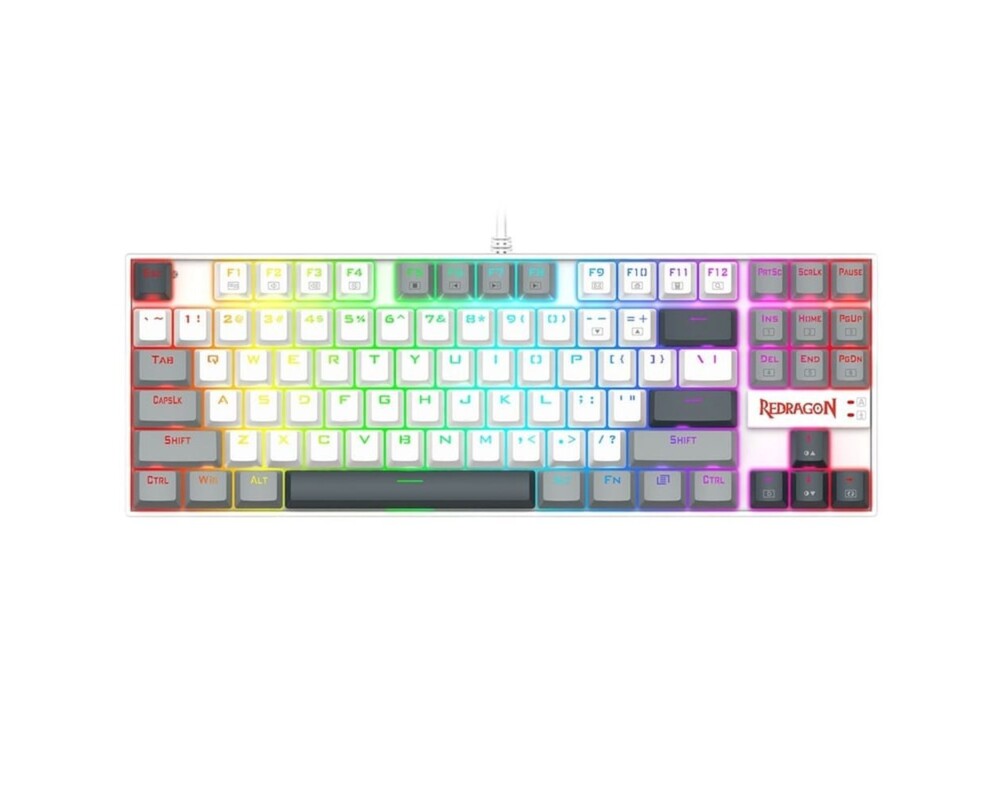 Клавиатура Redragon Kumara K552WGL-RGB с RGB осветление и red switches - бяла със сиво 2