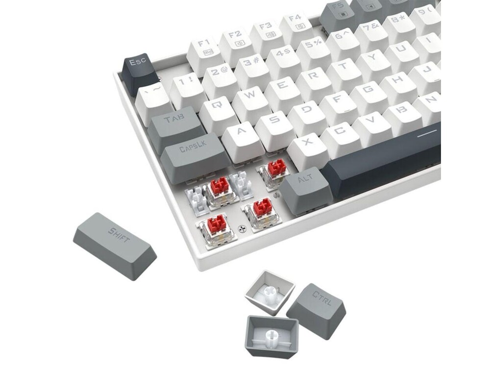 Клавиатура Redragon Kumara K552WGL-RGB с RGB осветление и red switches - бяла със сиво 7