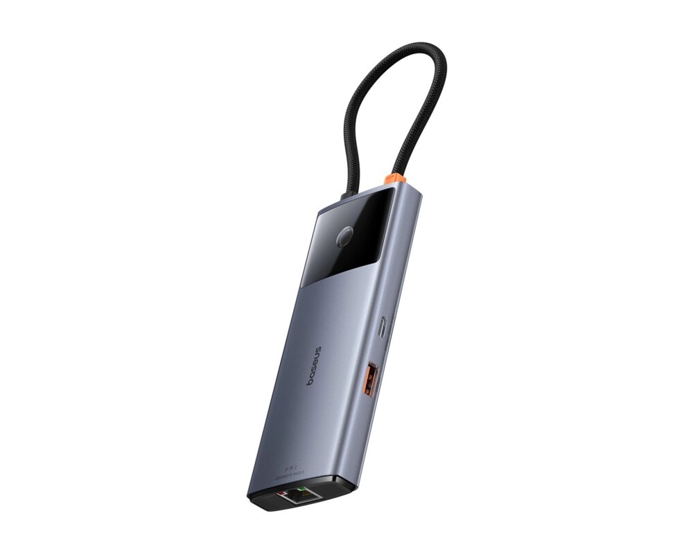 USB хъб Baseus Metal Gleam Series II 155478 6-в-1 USB-A/USB-C/USB-C PD/HDMI/RJ45 - черен 4