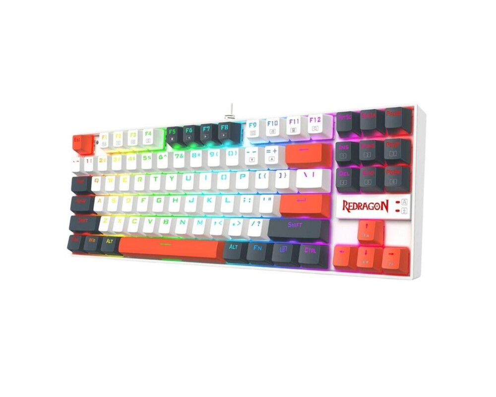 Клавиатура Redragon Kumara K552WLR-RGB – бяла със сиво и оранжево RGB осветление 2
