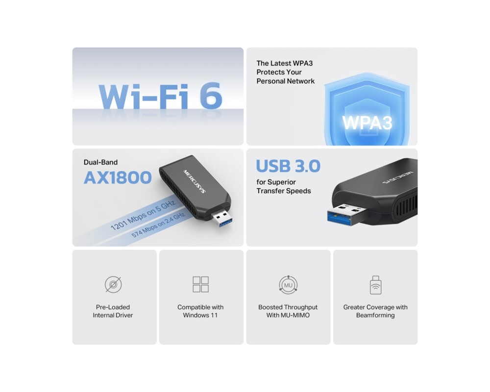 Мрежова карта Mercusys MA70XM Wi-Fi 6 AX1800 4