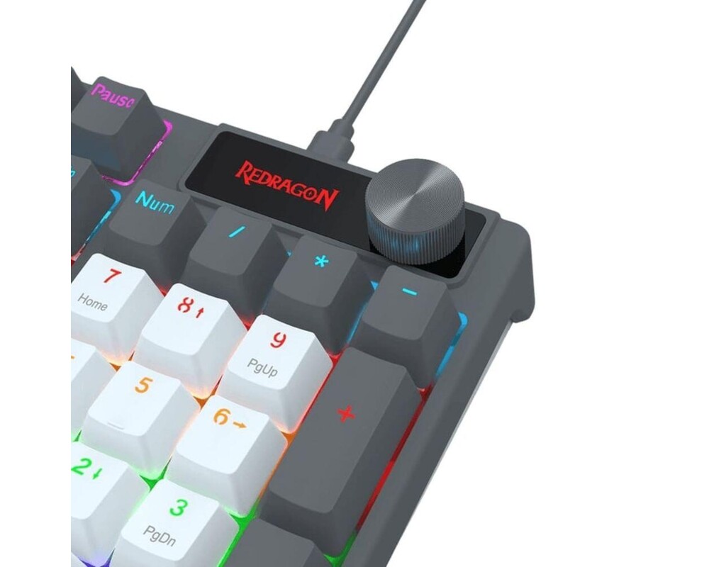 Клавиатура Redragon Caesura K718GB-R, Rainbow осветление, червени суичове - черна с тъмносиньо 4