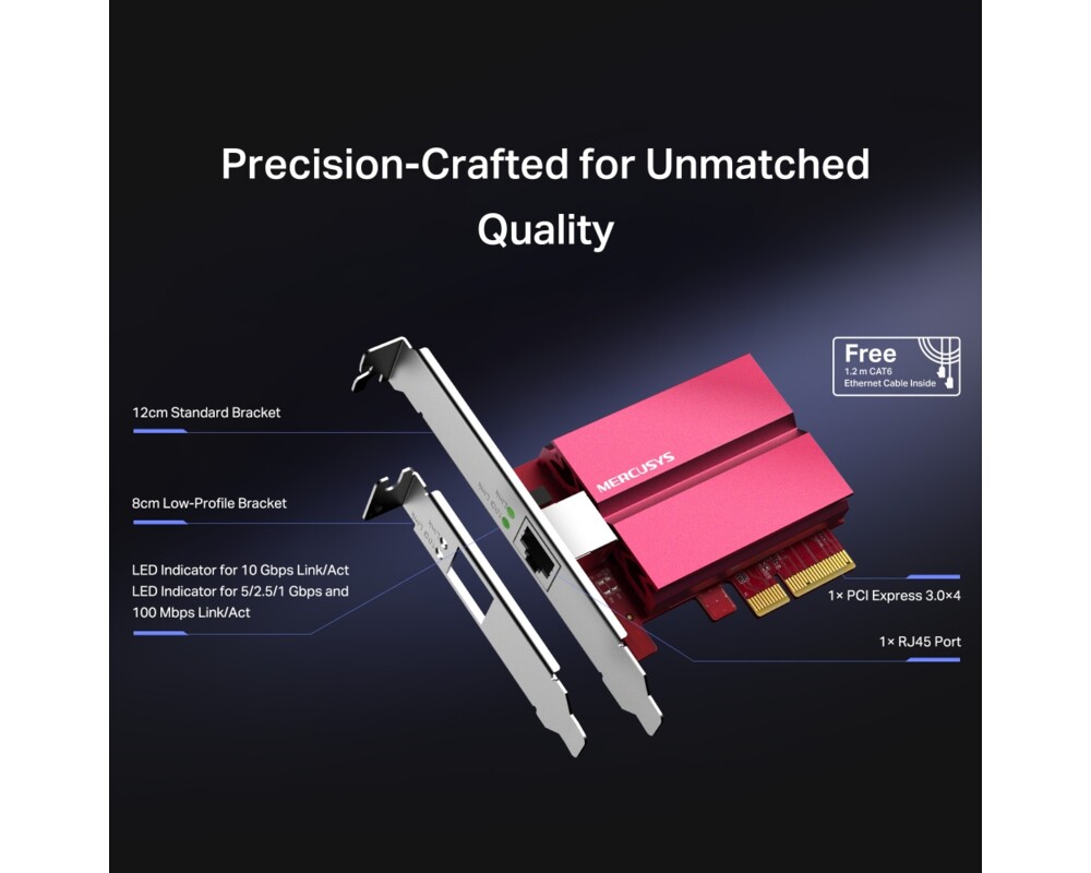 Адаптери 10 Gigabit PCle мрежов адаптер Mercusys MA510E 7