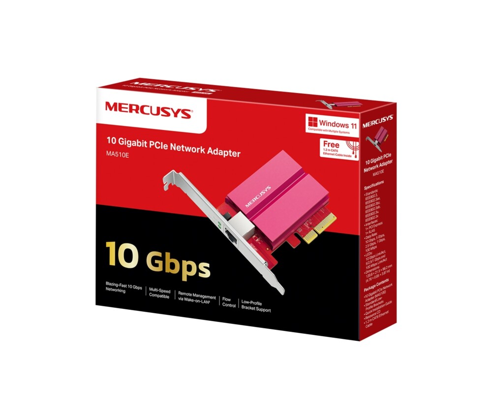 Адаптери 10 Gigabit PCle мрежов адаптер Mercusys MA510E 9