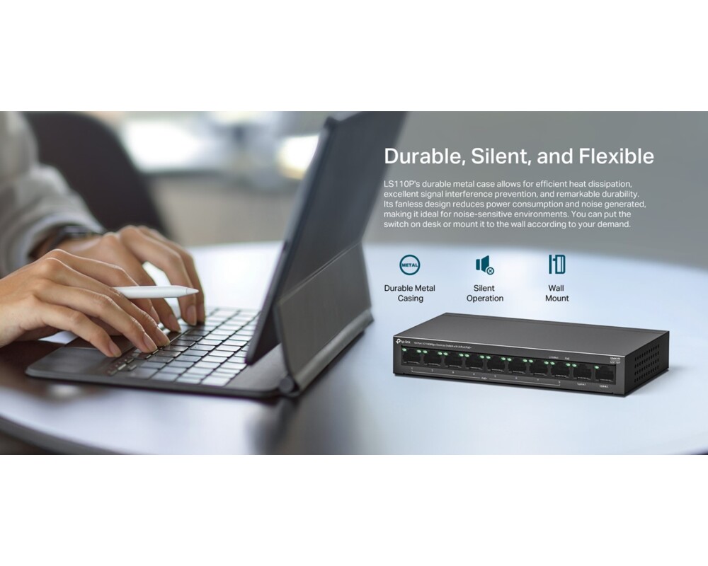 Switch (Комутатор) TP-Link LS110P с 8 PoE+ порта 9