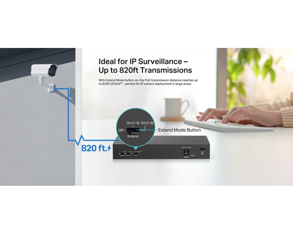 Switch (Комутатор) TP-Link LS110P с 8 PoE+ порта 5