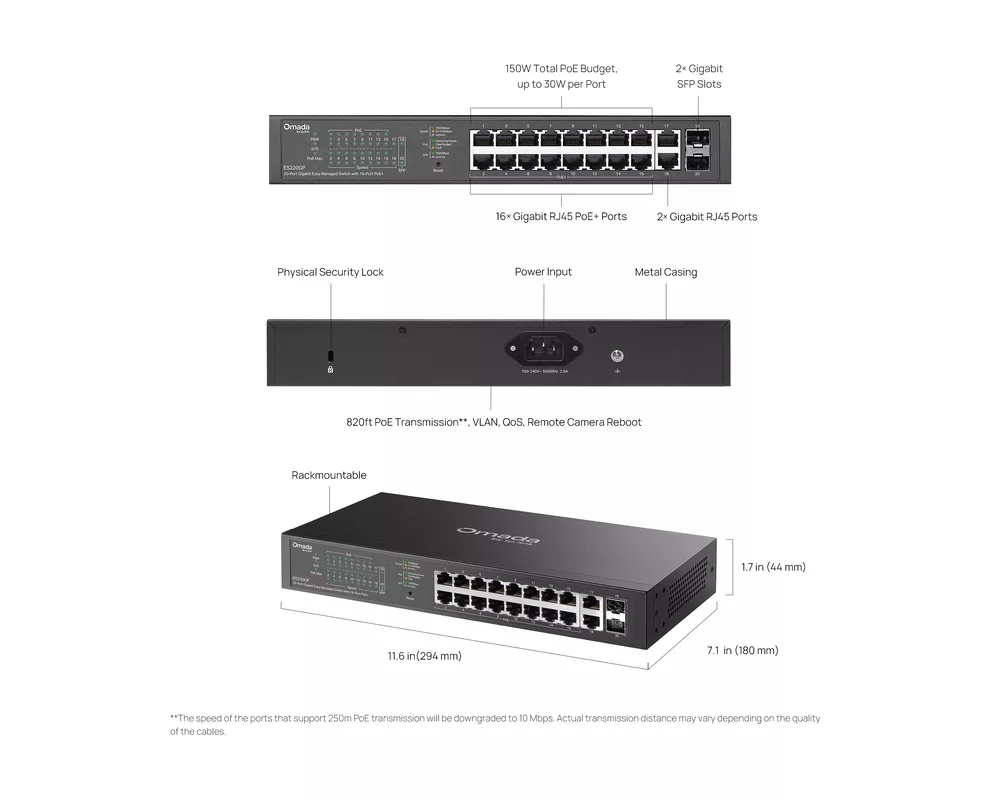 Switch (Комутатор) TP-Link Omada ES220GP с 16 PoE+ порта 11