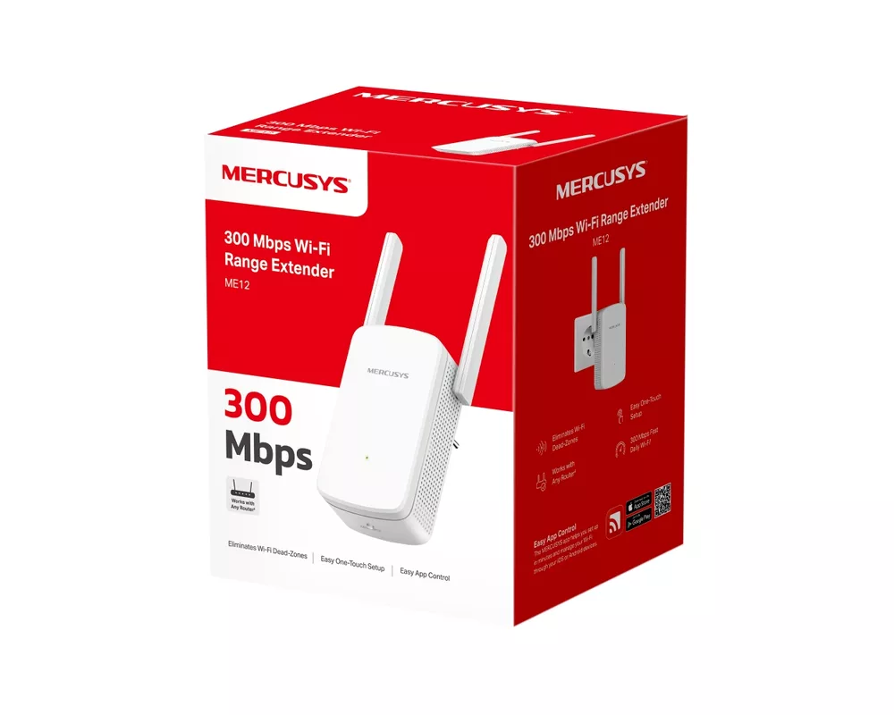 Безжичен усилвател Mercusys ME12 300 Mbps 9