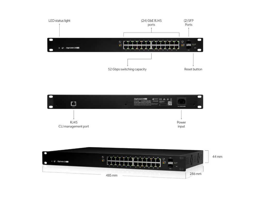 Switch (Комутатор) Ubiquiti EdgeSwitch 24-портов 250W 8