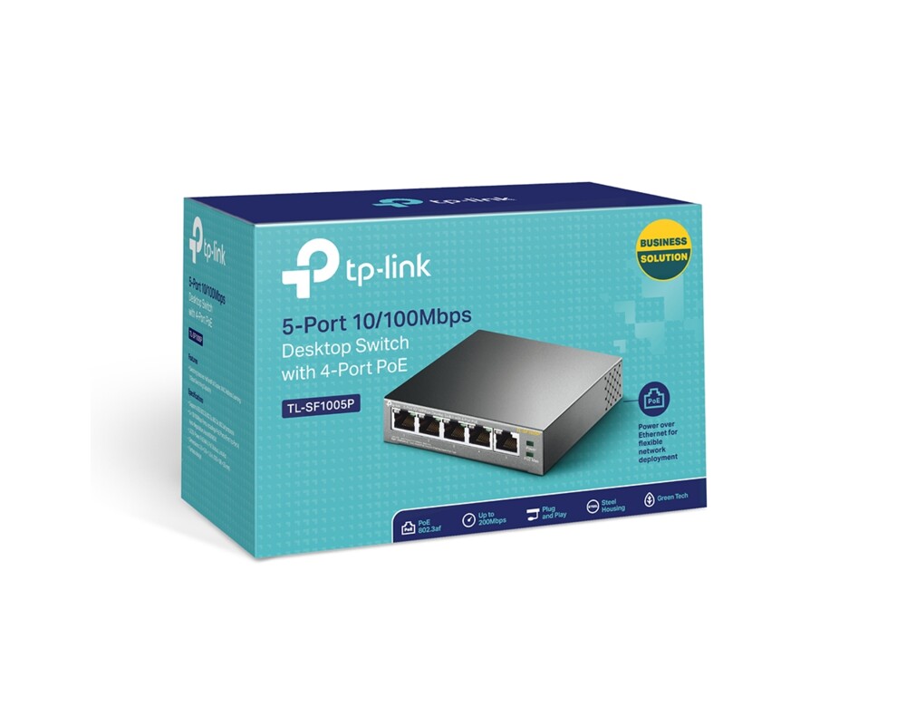 Switch (Комутатор) TP-Link TL-SF1005P с 4-PoE+ порта 10