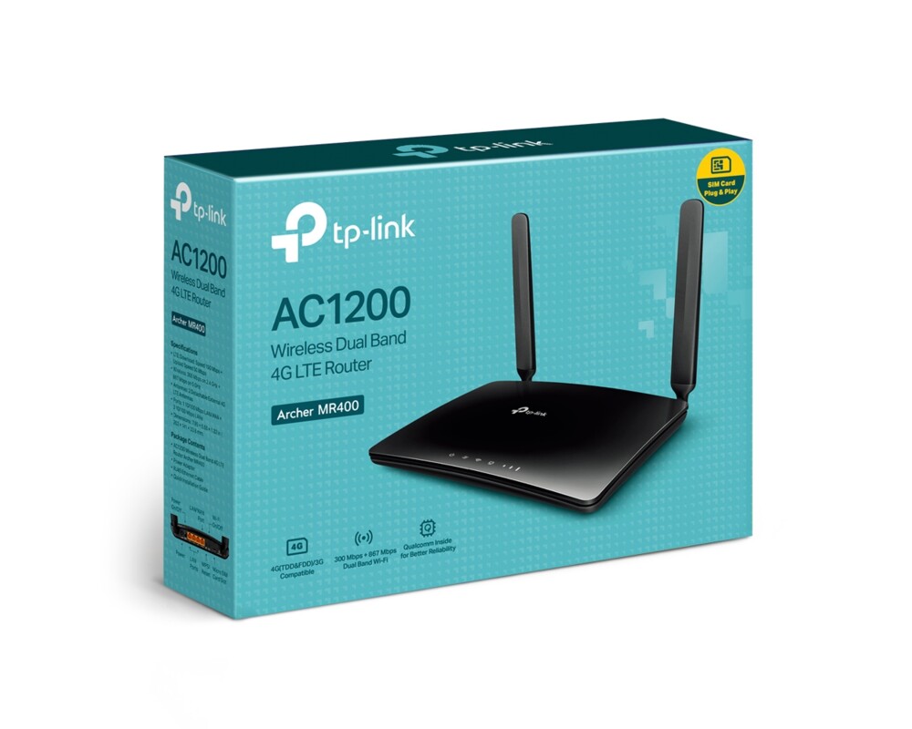 Рутер Безжичен двулентов 4G рутер TP-Link Archer MR400 AC1200 3 Рутер Безжичен двулентов 4G рутер TP-Link Archer MR400 AC1200 3