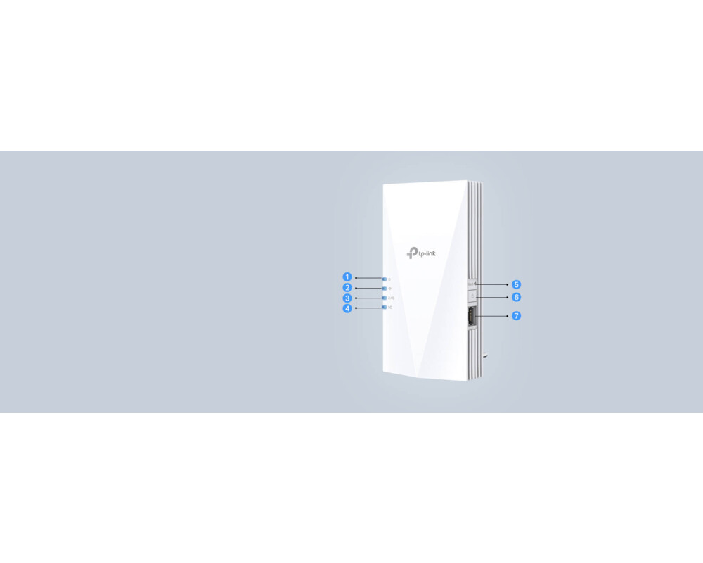 Безжичен усилвател TP-Link RE700X AX3000 Wi-Fi 6 OneMesh 2-лентов 4 Безжичен усилвател TP-Link RE700X AX3000 Wi-Fi 6 OneMesh 2-лентов 4