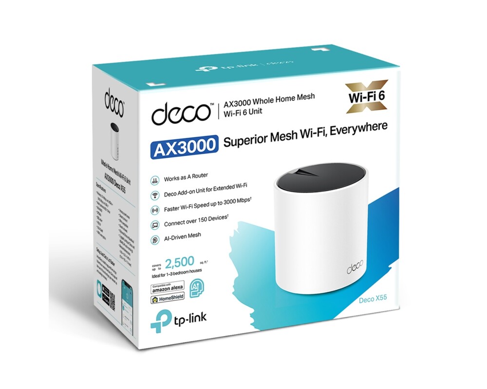Рутер Безжична Wi-fi 6 Mesh система TP-Link Deco X55(1-pack) AX3000 10 Рутер Безжична Wi-fi 6 Mesh система TP-Link Deco X55(1-pack) AX3000 10