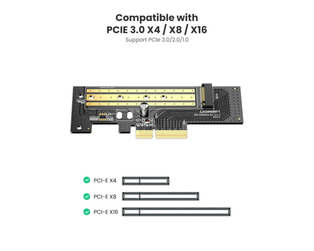 Мрежова карта Адаптер за разширителна карта Ugreen PCIe 3.0 x4 към SSD M.2 M-Key / M.2 B-Key CM302 - черен 2 Мрежова карта Адаптер за разширителна карта Ugreen PCIe 3.0 x4 към SSD M.2 M-Key / M.2 B-Key CM302 - черен 2