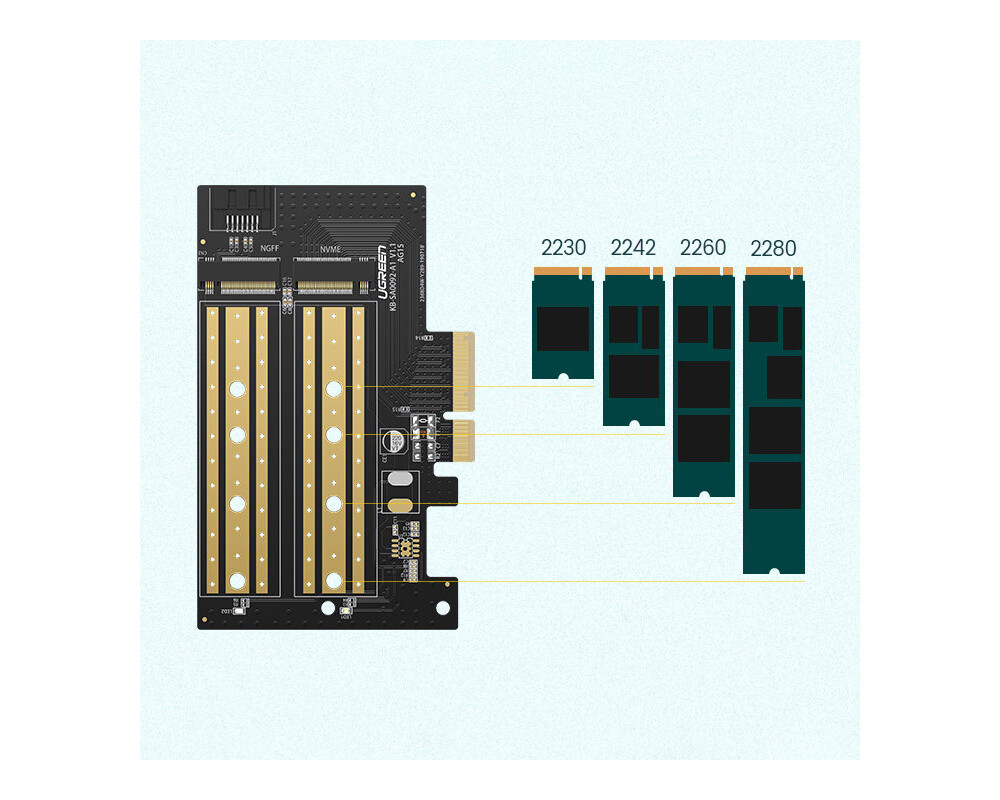 Мрежова карта Ugreen PCIe 3.0 x4 към M.2 NVMe drive CM302 - черен 6 Мрежова карта Ugreen PCIe 3.0 x4 към M.2 NVMe drive CM302 - черен 6