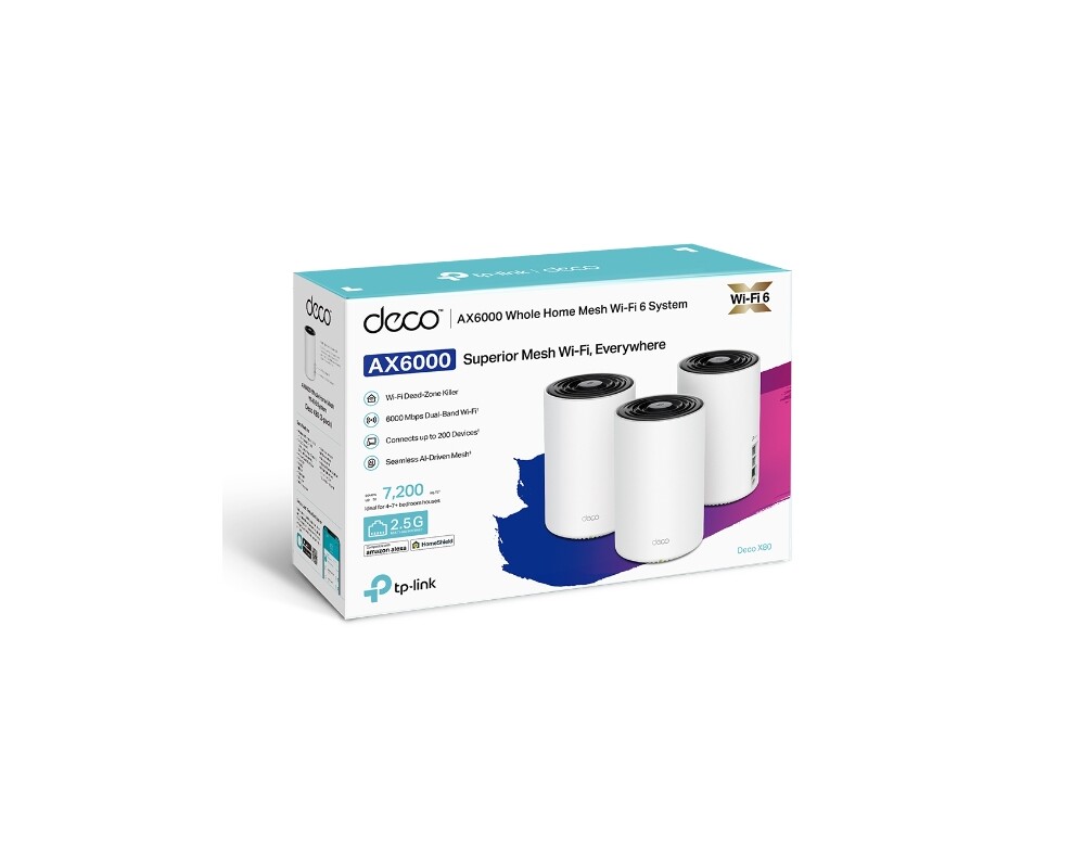 Рутер TP-Link Deco X80(3-pack) AX6000 8 Рутер TP-Link Deco X80(3-pack) AX6000 8