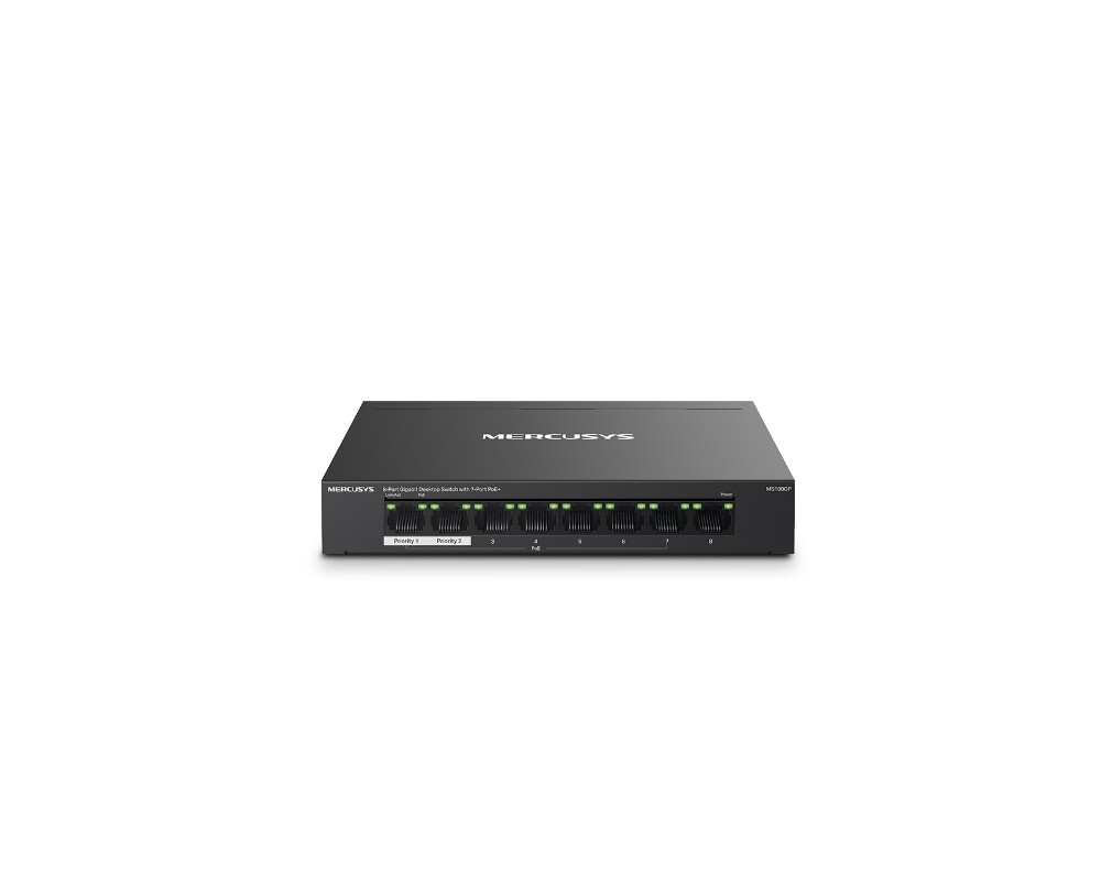Switch (Комутатор) Mercusys MS108GP със 7 PoE+ порта Switch (Комутатор) Mercusys MS108GP със 7 PoE+ порта