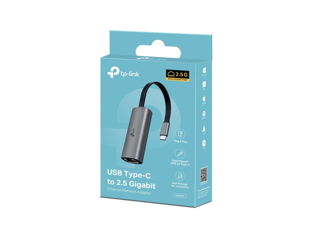 Мрежова карта TP-Link USB Type-C към 2.5 Gigabit Ethernet UE302C 3 Мрежова карта TP-Link USB Type-C към 2.5 Gigabit Ethernet UE302C 3
