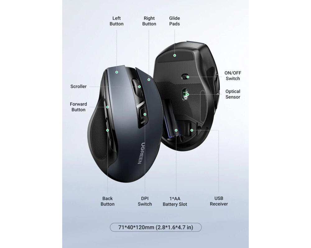 Мишка Ugreen MU00 690545 USB 2.4GHz 7 Мишка Ugreen MU00 690545 USB 2.4GHz 7