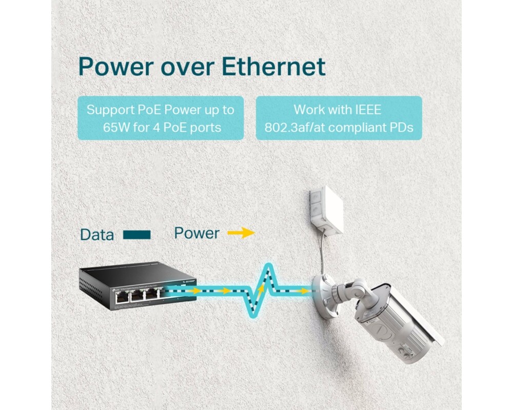 Switch (Комутатор) 5-портов гигабитов настолен комутатор с 4-порта PoE+ 2 TL-SG1005P 19 Switch (Комутатор) 5-портов гигабитов настолен комутатор с 4-порта PoE+ 2 TL-SG1005P 19