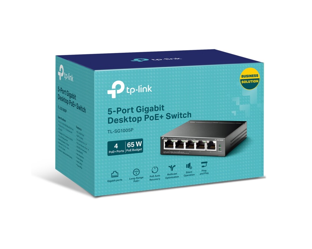 Switch (Комутатор) 5-портов гигабитов настолен комутатор с 4-порта PoE+ 2 TL-SG1005P 13 Switch (Комутатор) 5-портов гигабитов настолен комутатор с 4-порта PoE+ 2 TL-SG1005P 13